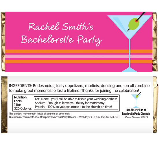 Bachelorette Martini Theme Candy Bar Wrapper