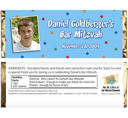 Bar Mitzvah Dots Candy Bar Wrapper