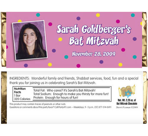 Bat Mitzvah Candy Bar Wrapper