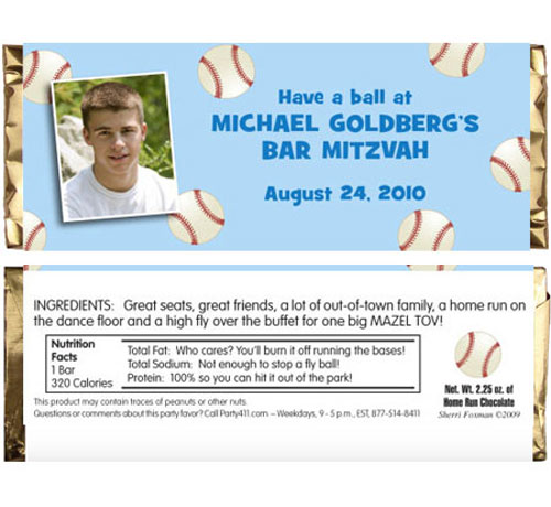 Baseball All Star Theme Candy Bar Wrapper