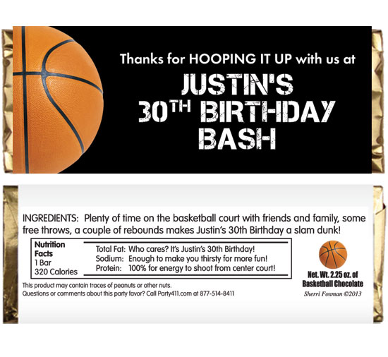 Basketball Party Theme Candy Bar Wrapper