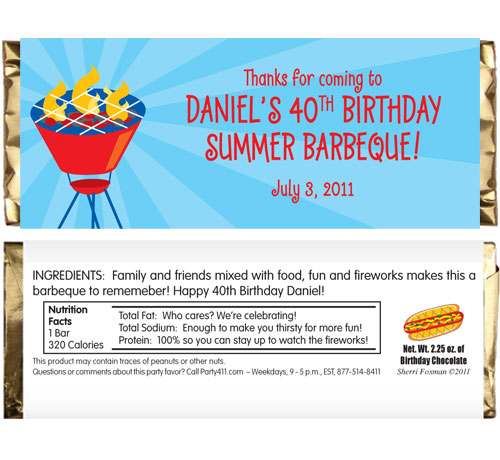 Barbecue Theme Candy Bar Wrapper