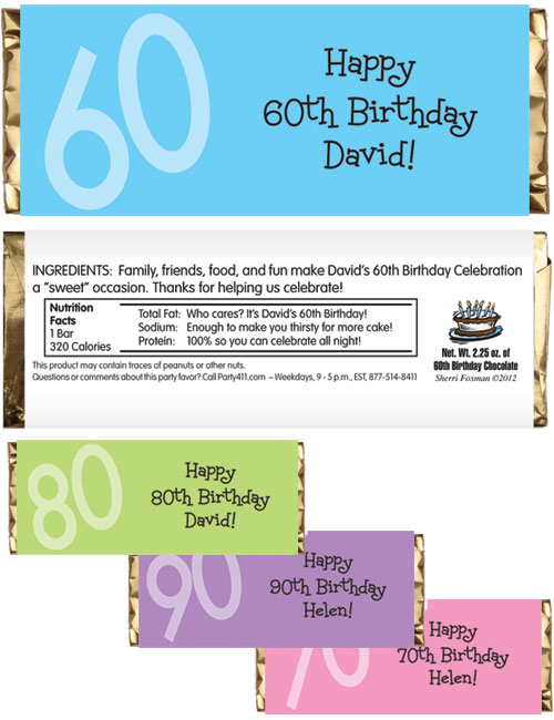 Birthday Age Theme Candy Bar Wrapper