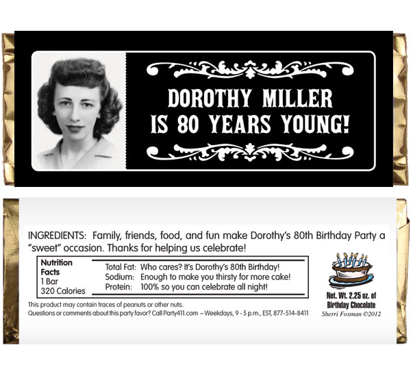 A Vintage Birthday Milestone Photo Theme Candy Bar Wrapper