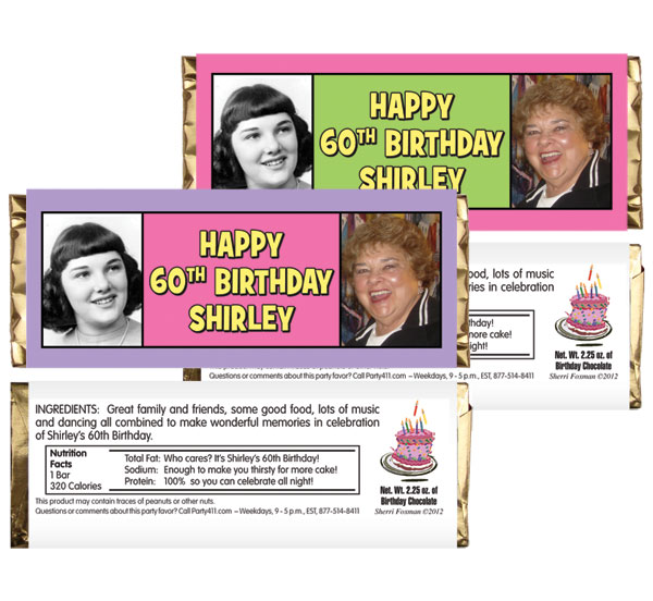 Birthday Double Photo Pink Theme Candy Bar Wrapper