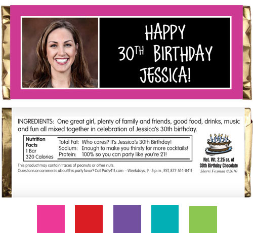 Birthday Age Block Color Pink Theme Candy Bar Wrapper