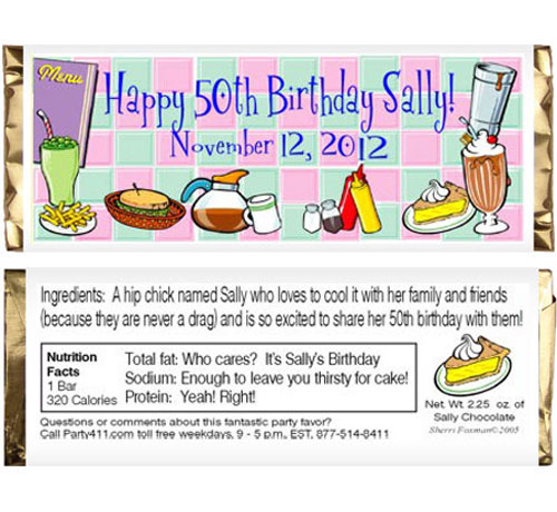50s Diner Theme Candy Bar Wrapper