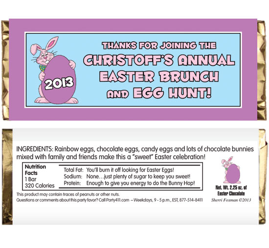 Easter Bunny Theme Party Candy Bar Wrapper