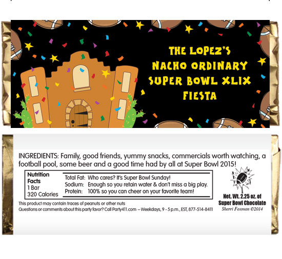Super Bowl Fiesta Theme Candy Bar Wrapper