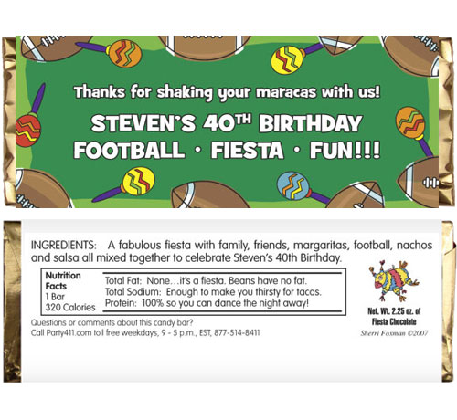 Football Maracas Theme Candy Bar Wrapper