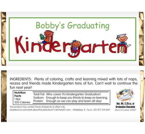 Graduation Kids Kindergarten Candy Bar Wrapper