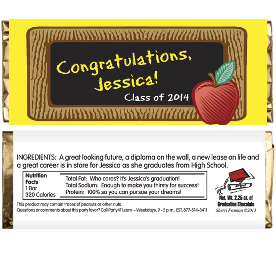Graduation Party Blackboard Theme Candy Bar Wrapper