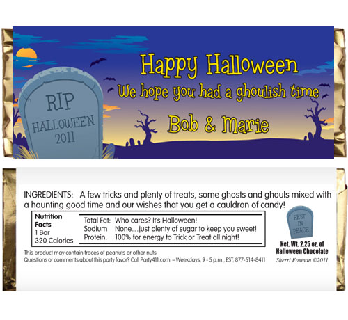 Halloween Graveyard Theme Candy Bar Wrapper