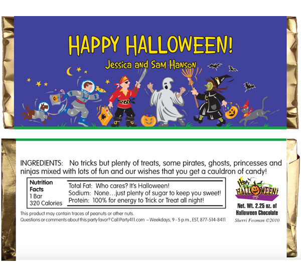 Halloween Kids Trick-or-Treat Theme Candy Bar Wrapper