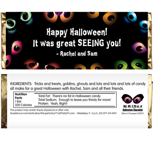 Halloween Eyes Theme Candy Bar Wrapper