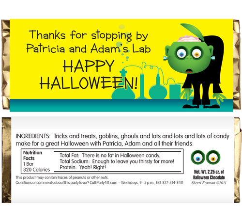 Halloween Lab Theme Candy Bar Wrapper