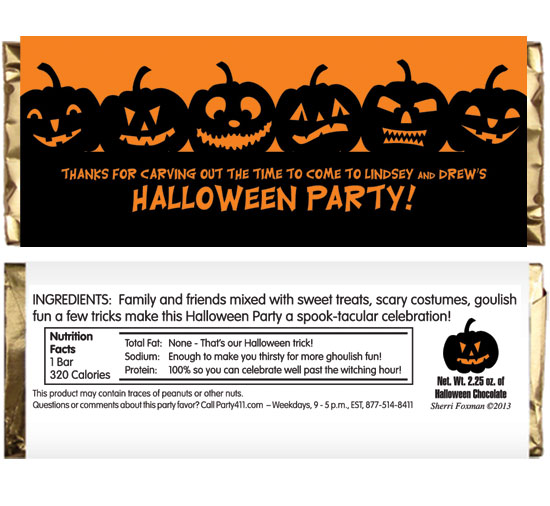Halloween Jack o Lanterns Theme Candy Bar Wrapper