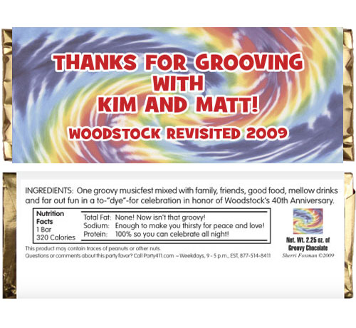 Hippie Tie Dye Theme Candy Bar Wrapper