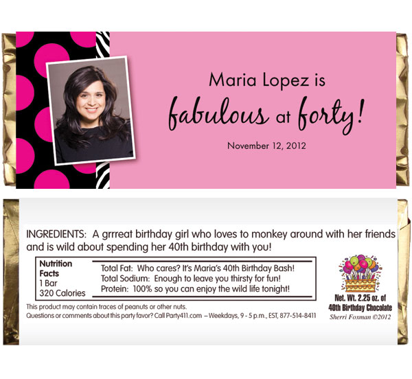 A Fabulous Party Theme Candy Bar Wrapper