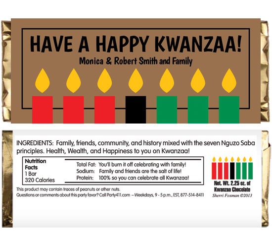 Kwanzaa Kinara Candles Theme Candy Bar Wrapper