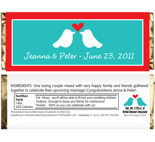 A Lovebirds Theme Candy Bar Wrapper