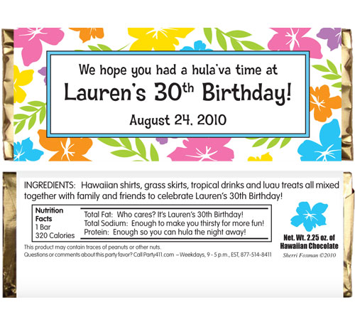 A Luau Hibiscus Theme Candy Bar Wrapper