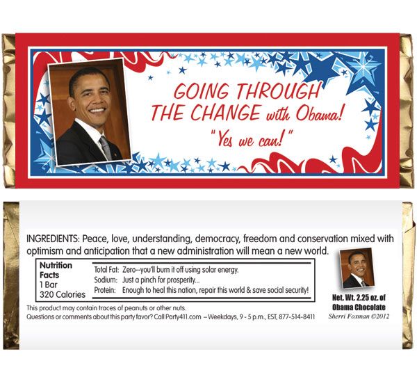 President Obama Inauguration Theme Candy Bar Wrapper