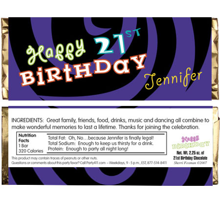 Birthday Swirl Theme Candy Bar Wrapper