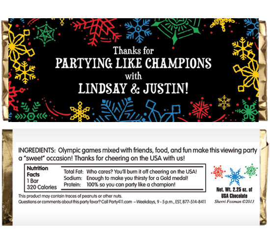 Winter Snowflakes Olympics Theme Candy Bar Wrapper
