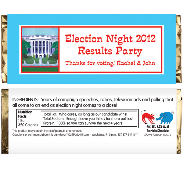 US Election Night Theme Candy Bar Wrapper