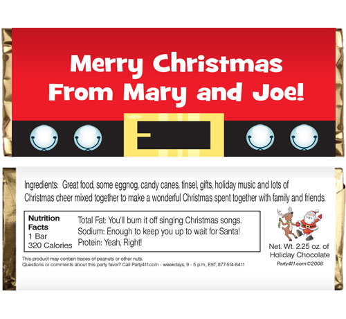 Christmas Santa Suit Theme Candy Bar Wrapper