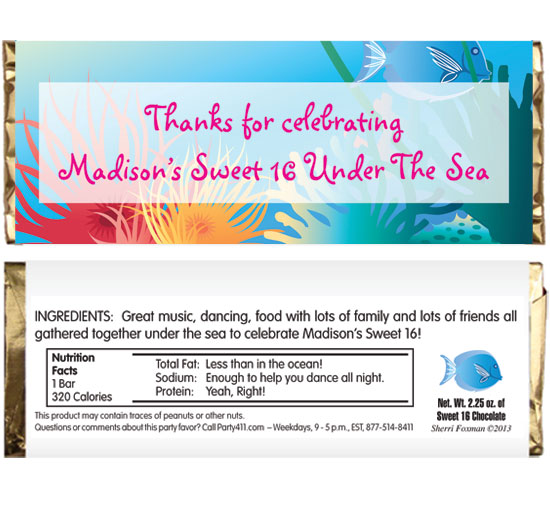 Under The Sea Theme Candy Bar Wrapper