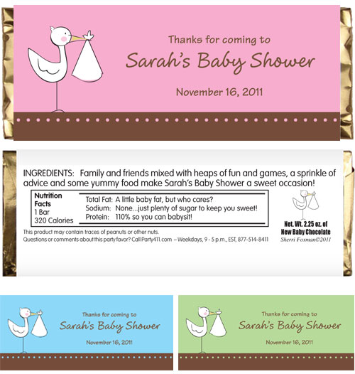 A Baby Stork Theme Candy Bar Wrapper