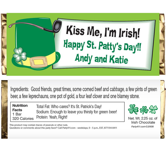 St. Patrick's Day Derby Theme Candy Bar Wrapper