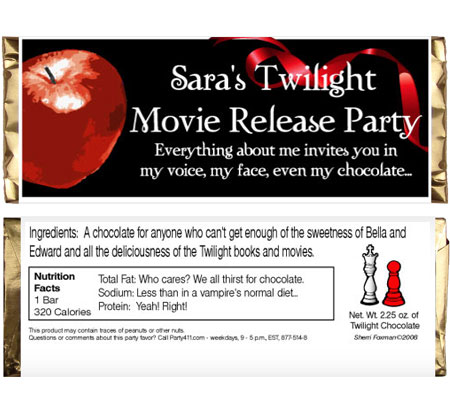 Twilight Theme Candy Bar Wrappers