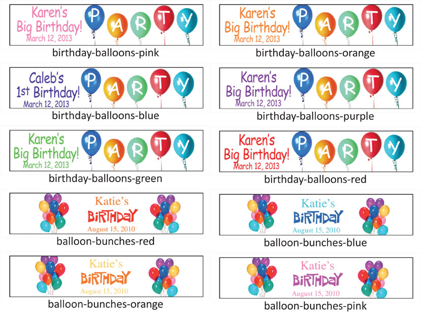 Birthday Candy Pillow Packs, Balloons