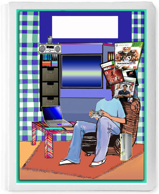 Personalized 3D Sign In Book, Boy On Easy Chair