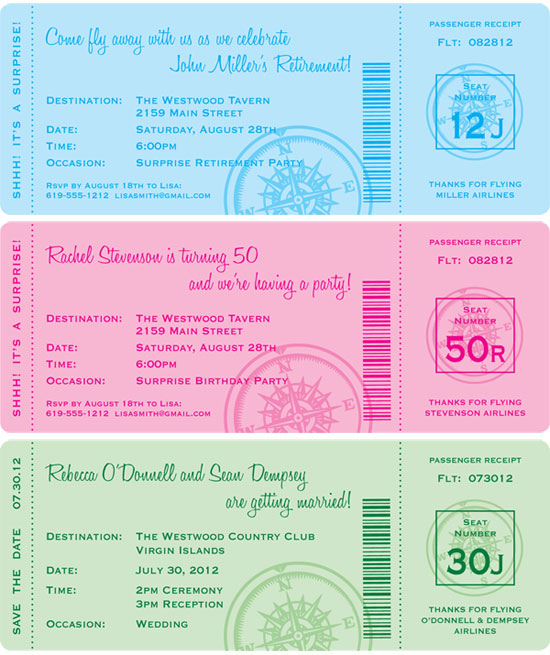 Custom Boarding Pass Invitation