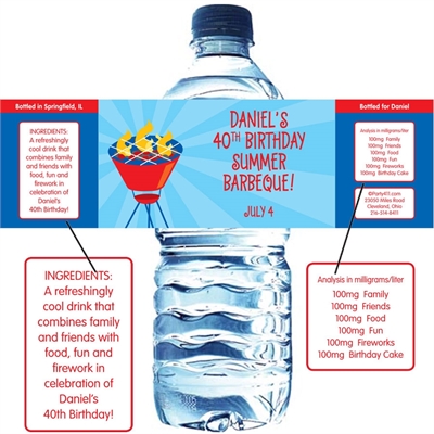 Barbecue Theme Water Bottle Label