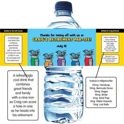 Golf Clubs Water Bottle Label