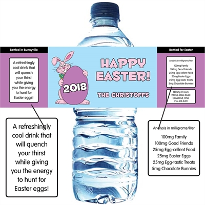 Easter Bunny Theme Party Water Label