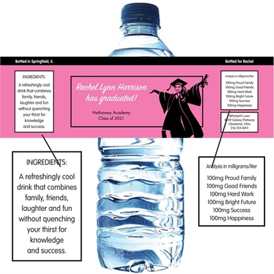 Graduation For Her Theme Water Bottle Label