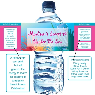 Under The Sea Theme Water Bottle Label