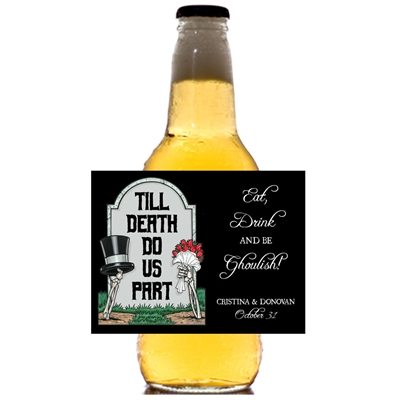 Halloween Tombstone Wedding Beer Bottle Label