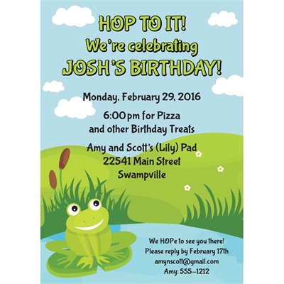 Frog Party Theme Invitation