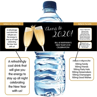 Champagne Toast Theme Water Bottle Label