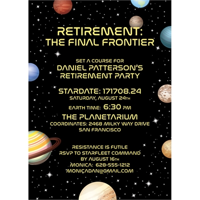 Final Frontier Retirement Party Invitation