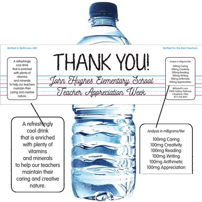 Teacher Appreciation Theme Water Bottle Label