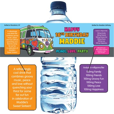 Hippie Bus Water Bottle Label