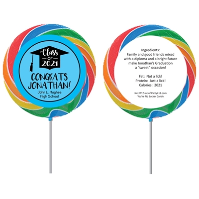 Graduation Cap Blue Theme Lollipop